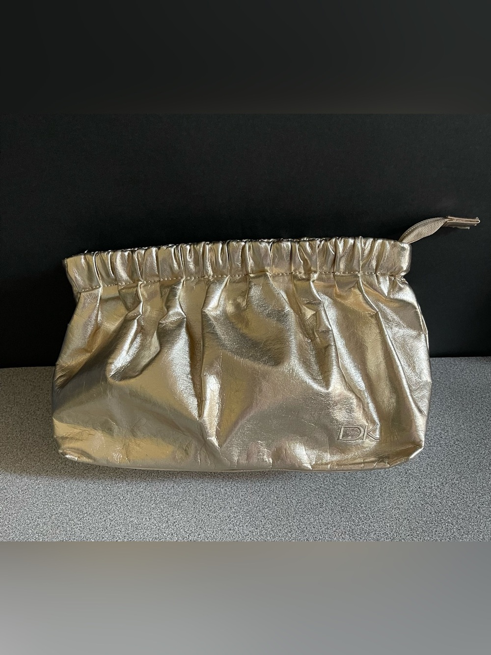 Donna Karan Gold Foil Gathered Cosmetic Bag